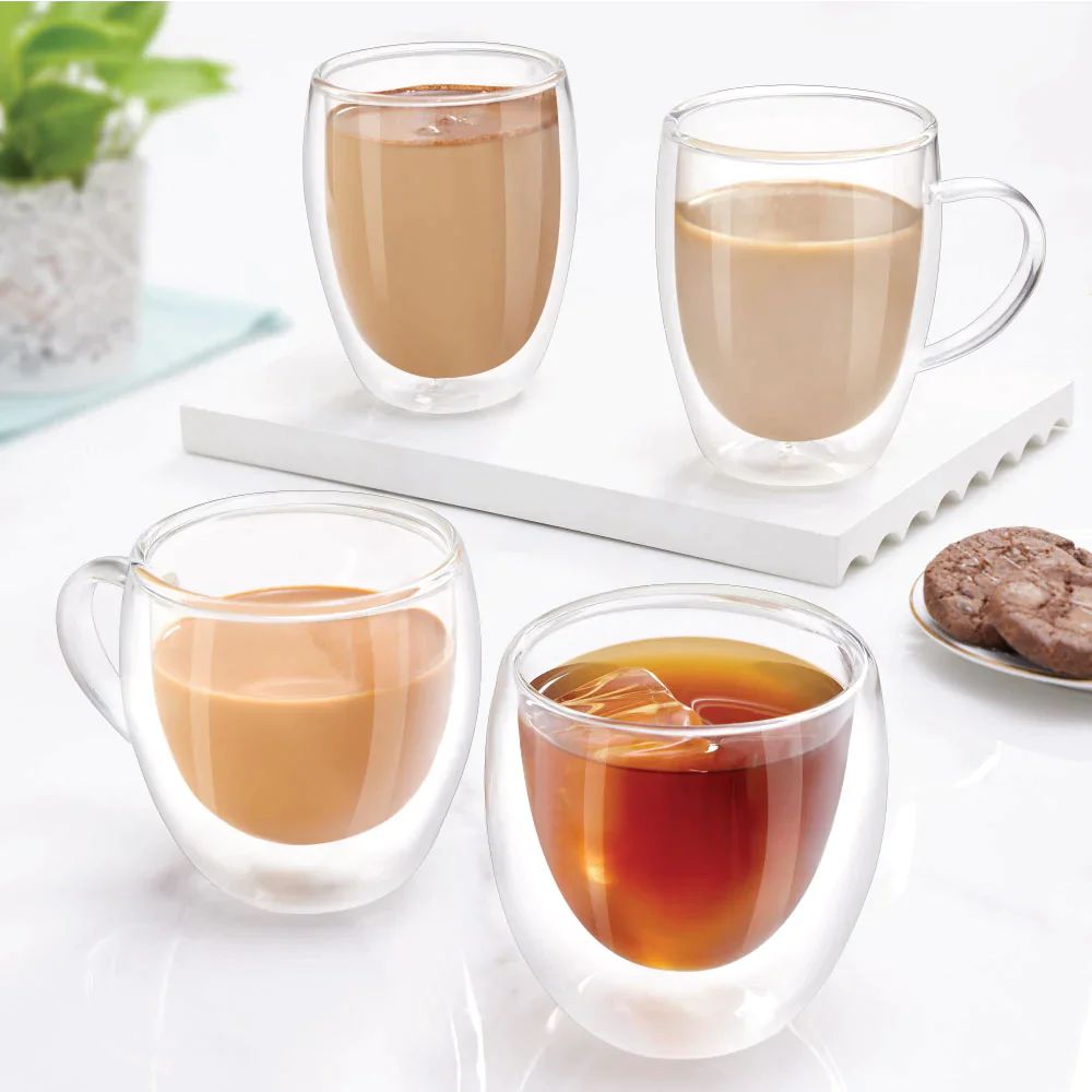 Borosil Bella 300 ML Double Wall Glass Tumbler | Transparent | Set of 2 Pcs