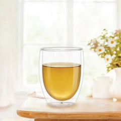 Borosil Milano 400 ML Double Wall Glass Tumbler | Transparent | Set of 2 Pcs
