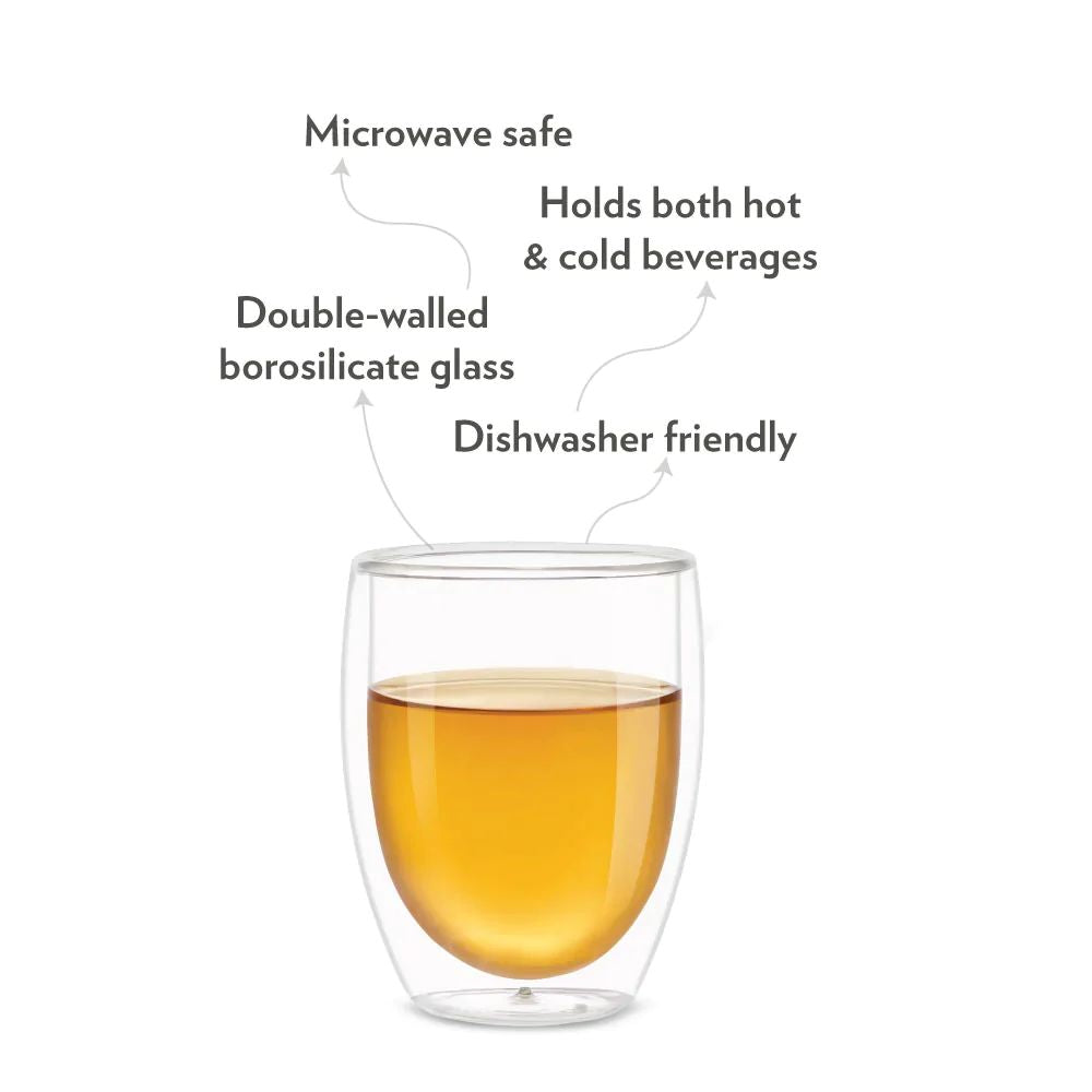 Borosil Milano 400 ML Double Wall Glass Tumbler | Transparent | Set of 2 Pcs