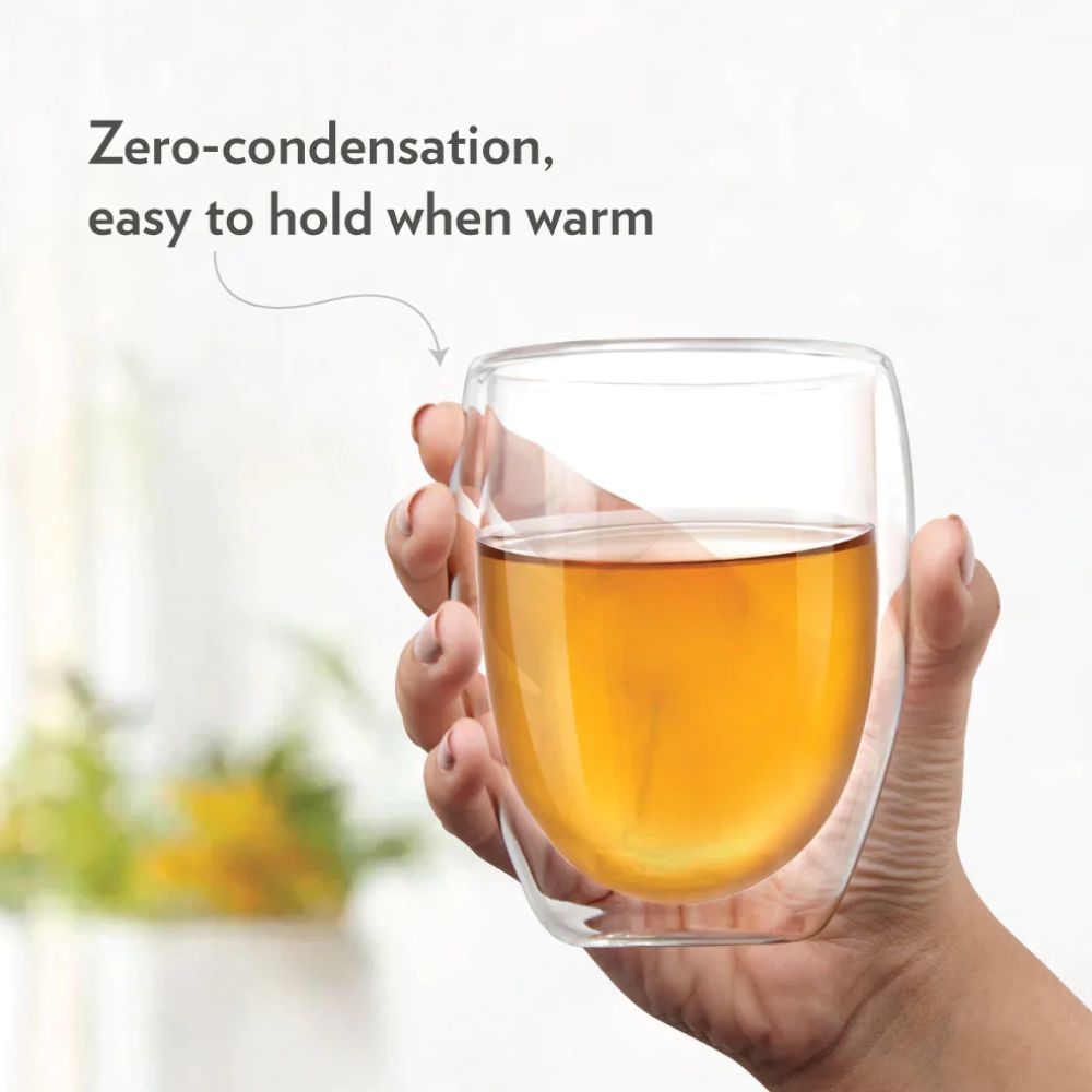 Borosil Milano 400 ML Double Wall Glass Tumbler | Transparent | Set of 2 Pcs