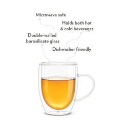 Borosil Mia 400 ML Double Wall Glass Mug | Transparent | Set of 2 Pcs