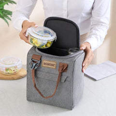 Borosil Glass Pro 3 Containers Lunch Box with Glass Bottle | Lunch Bag | Microwave Safe | Set of 4 Pcs