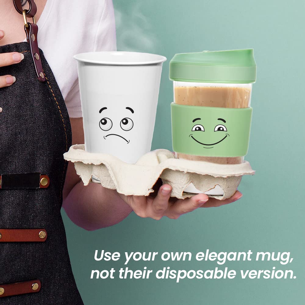 Borosil Glass 300 ML Travel Mug with Silicone Sleeve | Green | 1 Pc