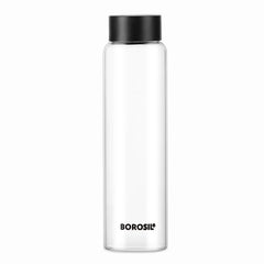 Borosil Crysto Glass 1000 ML Bottle with Black Lid | Transparent | 1 Pc