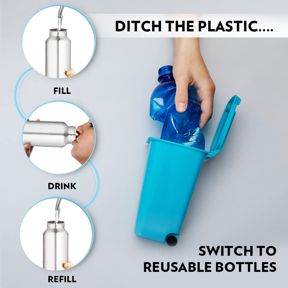 Borosil Stainless Steel Aquaslim 1000 ML Vacuum Insulated Water Bottle | Silver | 1 Pc