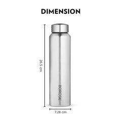 Borosil Stainless Steel Aquaslim 1000 ML Vacuum Insulated Water Bottle | Silver | 1 Pc