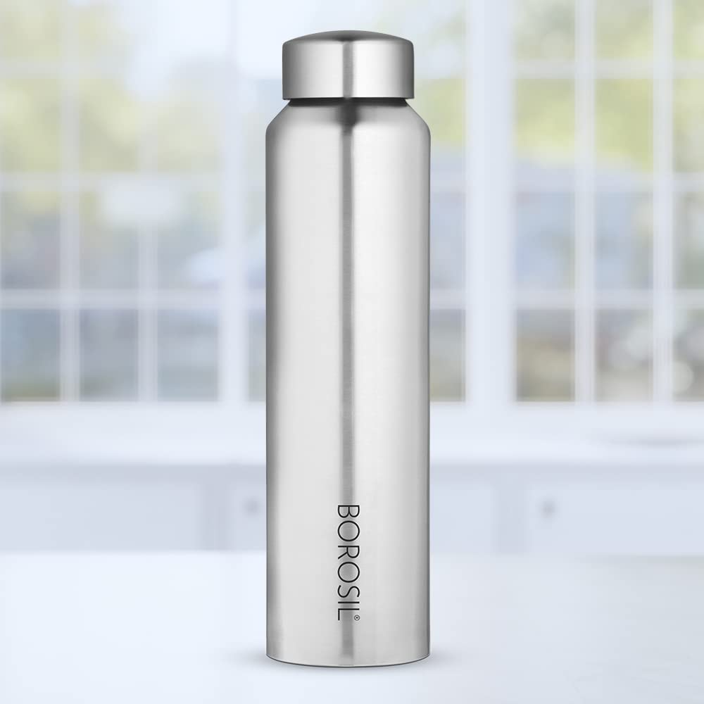 Borosil Stainless Steel Aquaslim 1000 ML Vacuum Insulated Water Bottle | Silver | 1 Pc