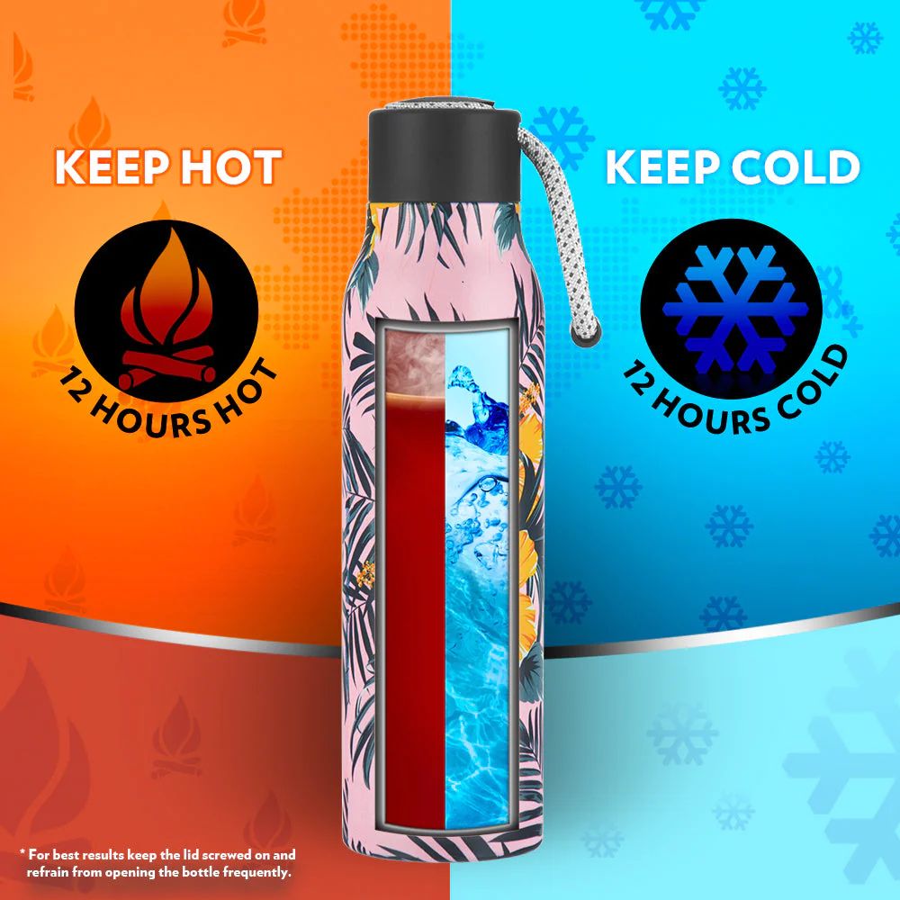 Borosil Stainless Steel Aquasoul Tropical 600 ML Vacuum Insulated Bottle | 1 Pc