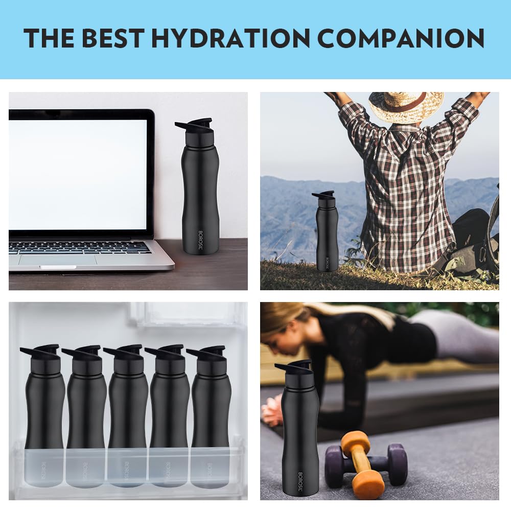 Borosil Grip N Sip Stainless Steel Water Bottle | 1 Pc