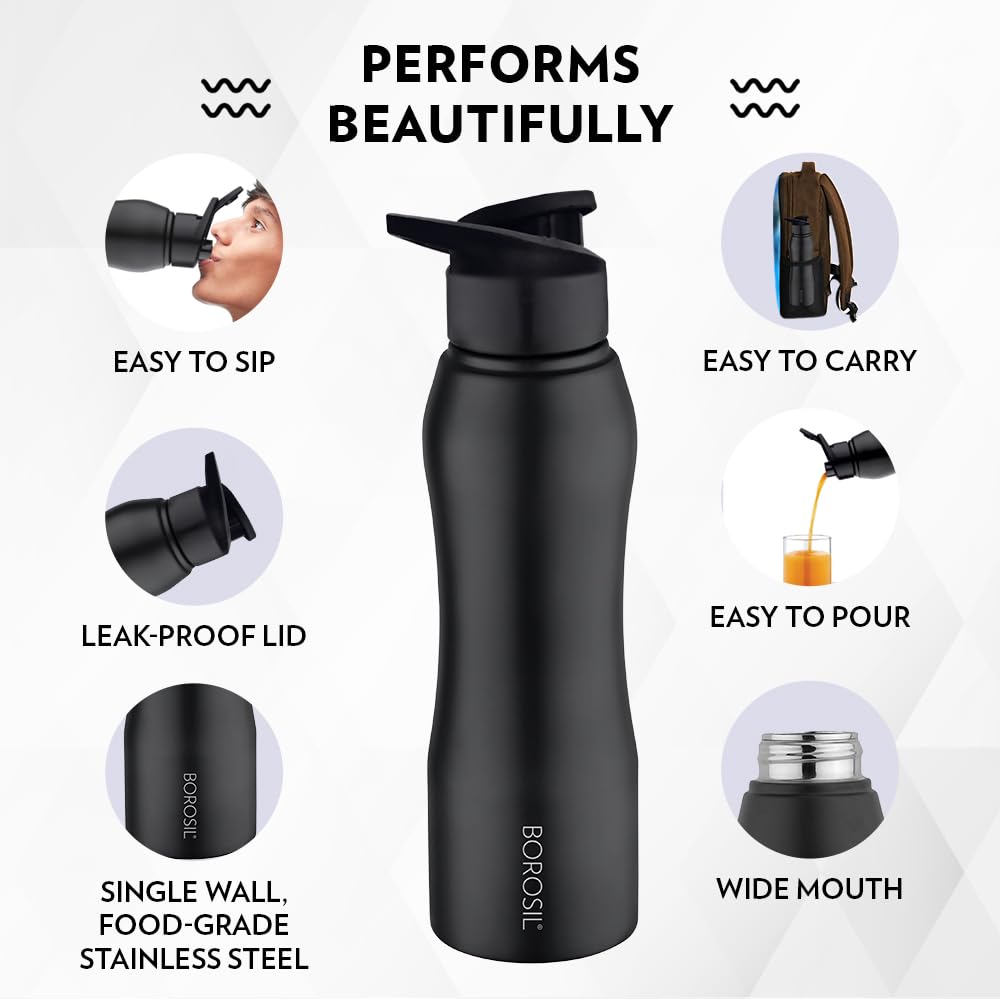 Borosil Grip N Sip Stainless Steel Water Bottle | 1 Pc