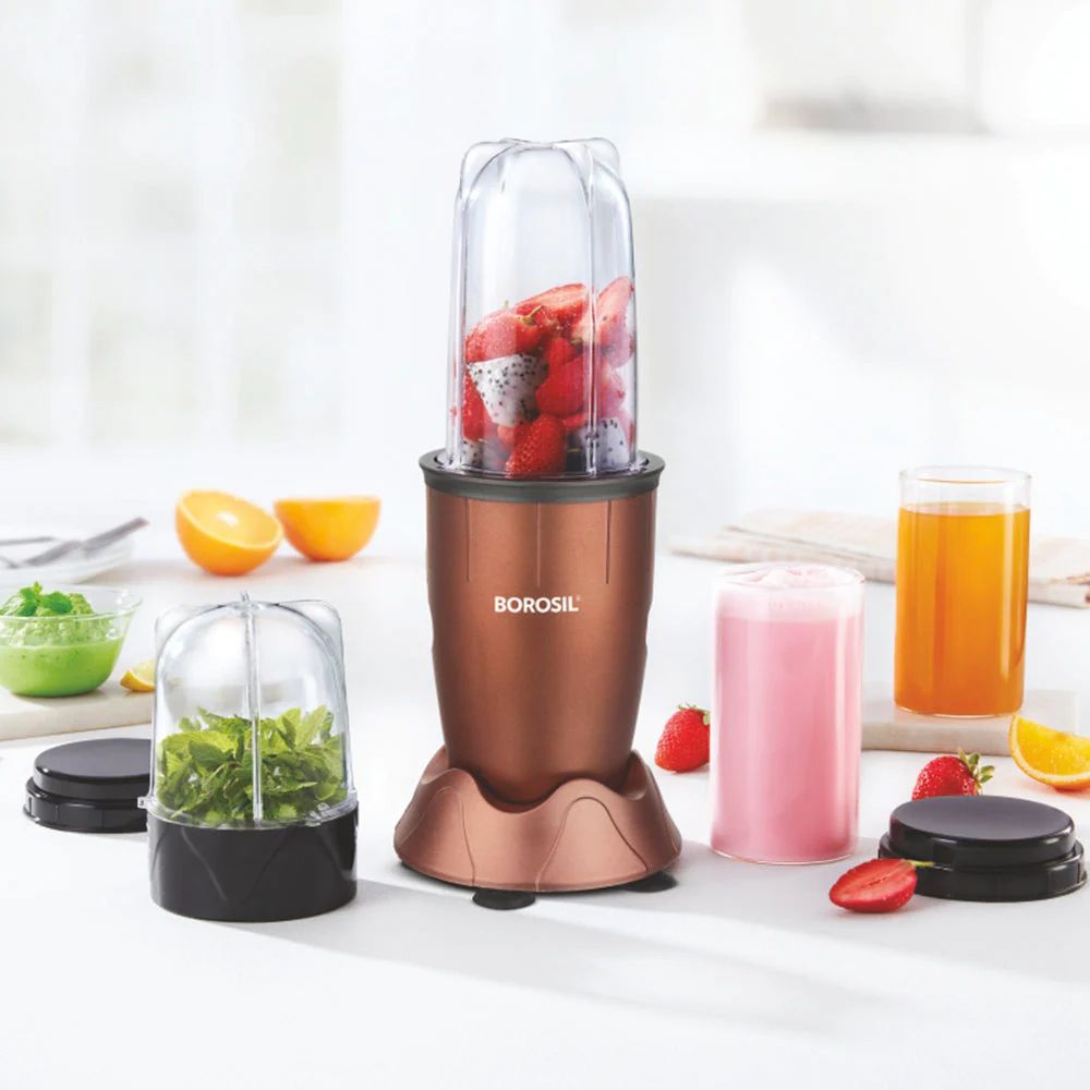 Borosil NutriFresh PB32 400 Watts Portable Mini-Blender Grinder & Smoothie Maker | Copper