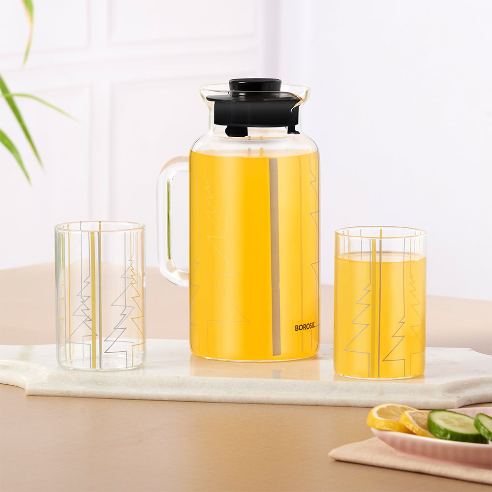 Borosil Sintra Multipurpose Set - Jug with 4 Glasses | Set of 5 Pcs