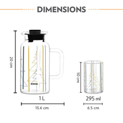 Borosil Sintra Multipurpose Set - Jug with 4 Glasses | Set of 5 Pcs