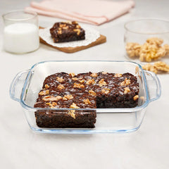 Borosil Square Baking Dish with Handle | Microwave & Oven Safe | Transparent | 1 Pc