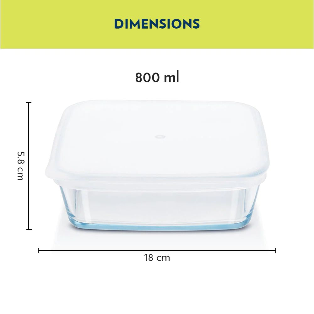 Borosil Square Baking Dish with Lid | Microwave & Oven Safe | Transparent | 1 Pc