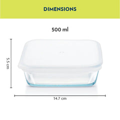 Borosil Square Baking Dish with Lid | Microwave & Oven Safe | Transparent | 1 Pc