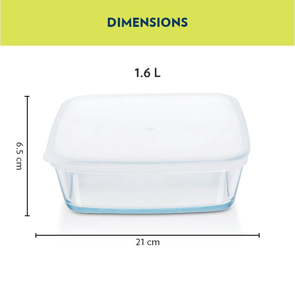 Borosil Square Baking Dish with Lid | Microwave & Oven Safe | Transparent | 1 Pc