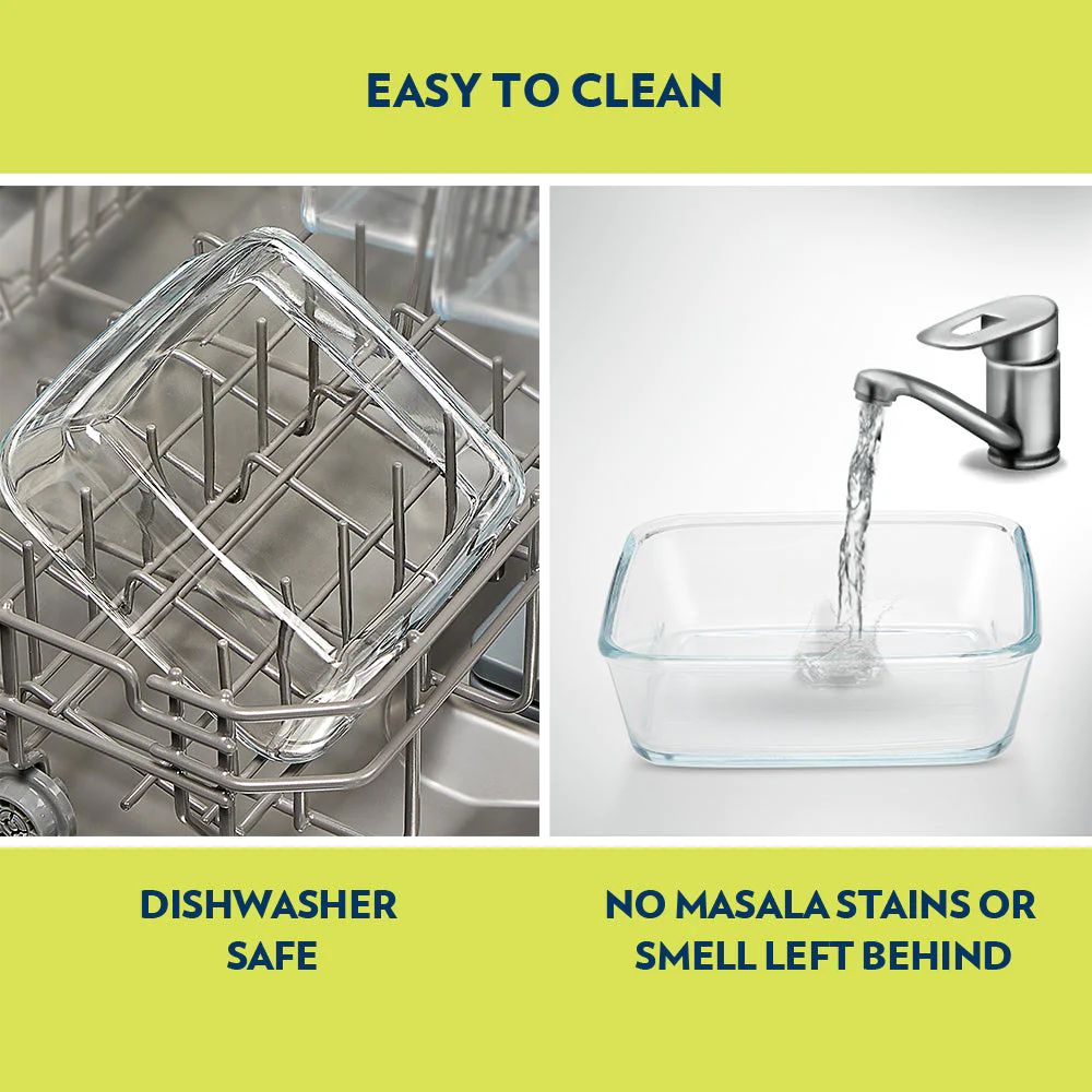 Borosil Square Baking Dish with Lid | Microwave & Oven Safe | Transparent | 1 Pc