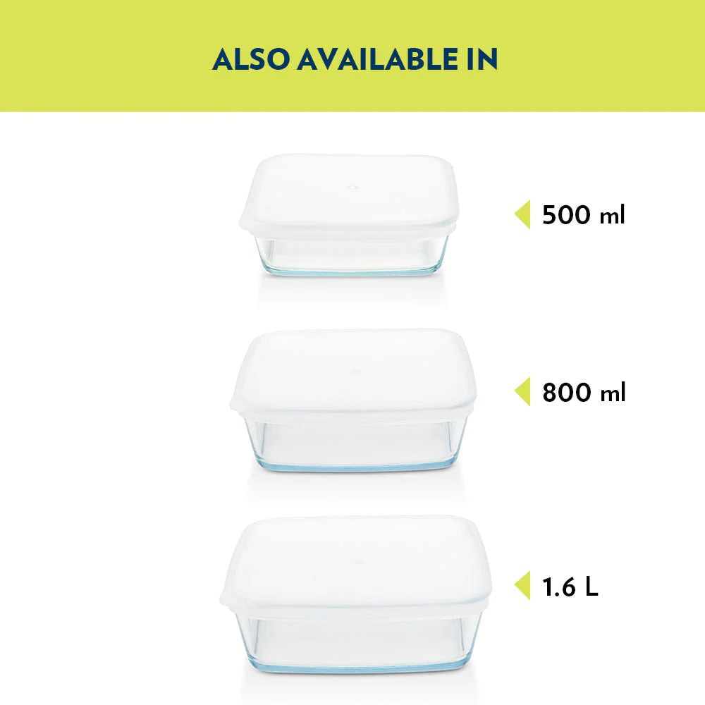 Borosil Square Baking Dish with Lid | Microwave & Oven Safe | Transparent | 1 Pc