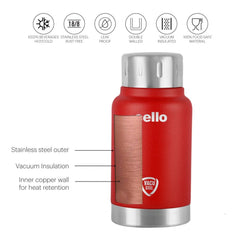 Cello Duro Top Tuff Steel Water Bottle with Durable DTP Coating | 1 Pc