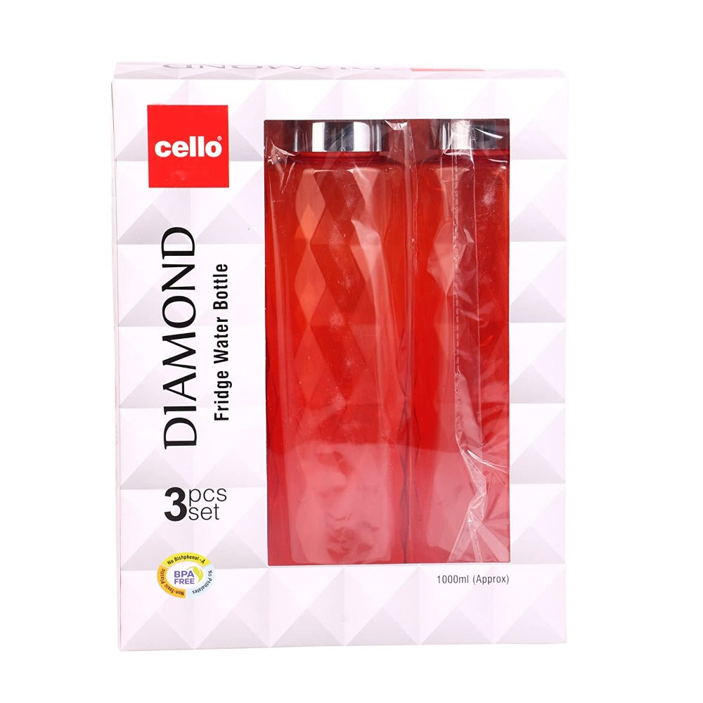 Cello Diamond 1000 ML Water Bottle | Set of 3 Pieces