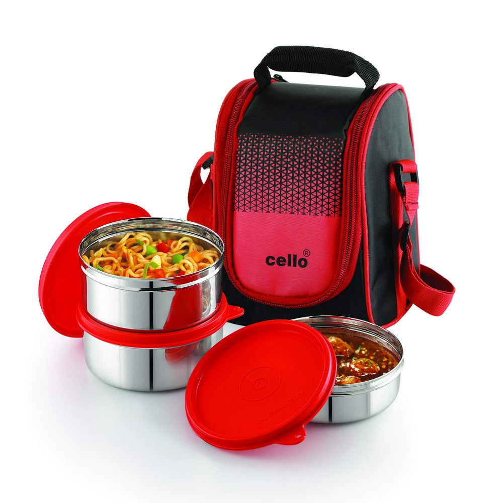Cello Stainless Steel Matiz Max Fresh 3 Container Lunch Box