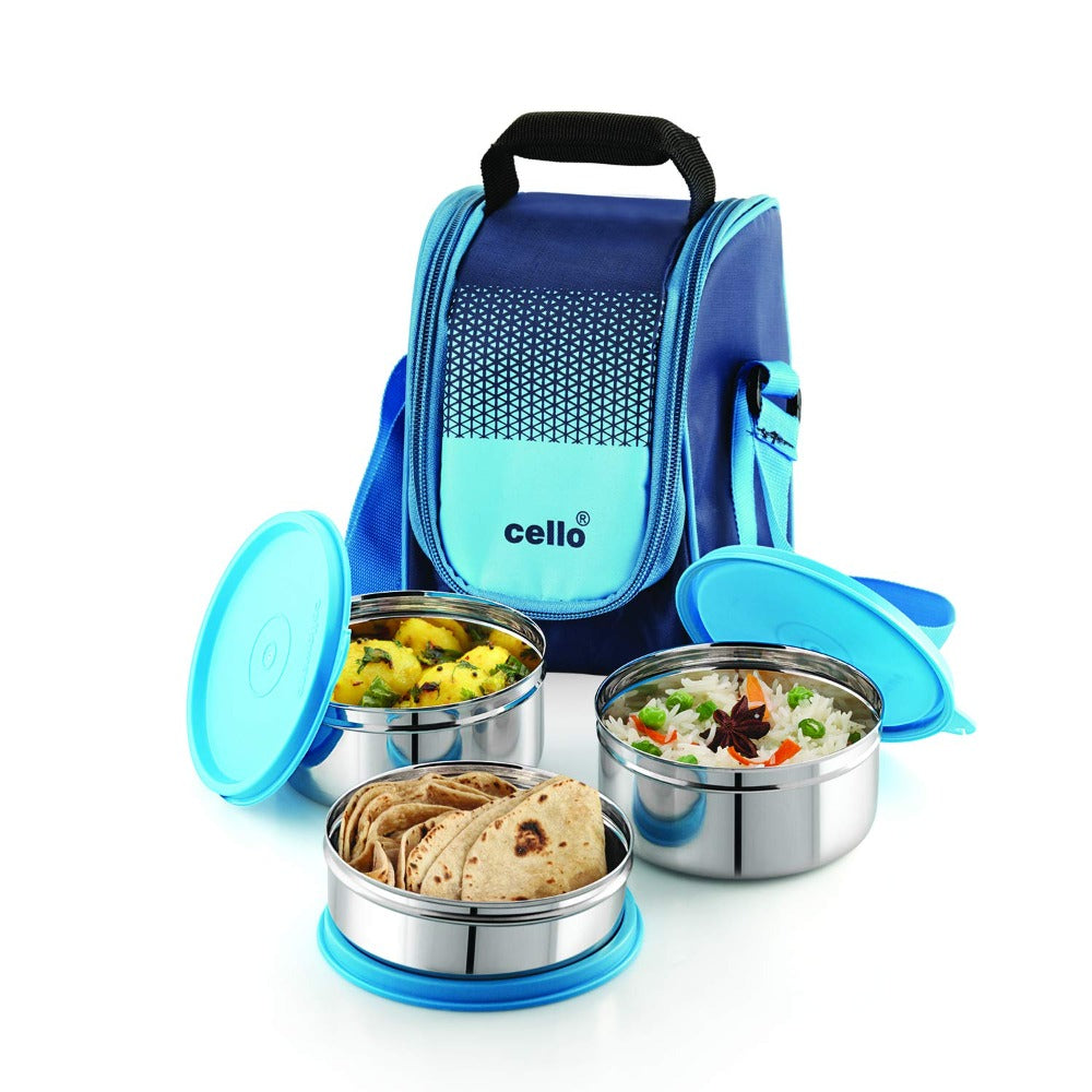 Cello Stainless Steel Matiz Max Fresh 3 Container Lunch Box