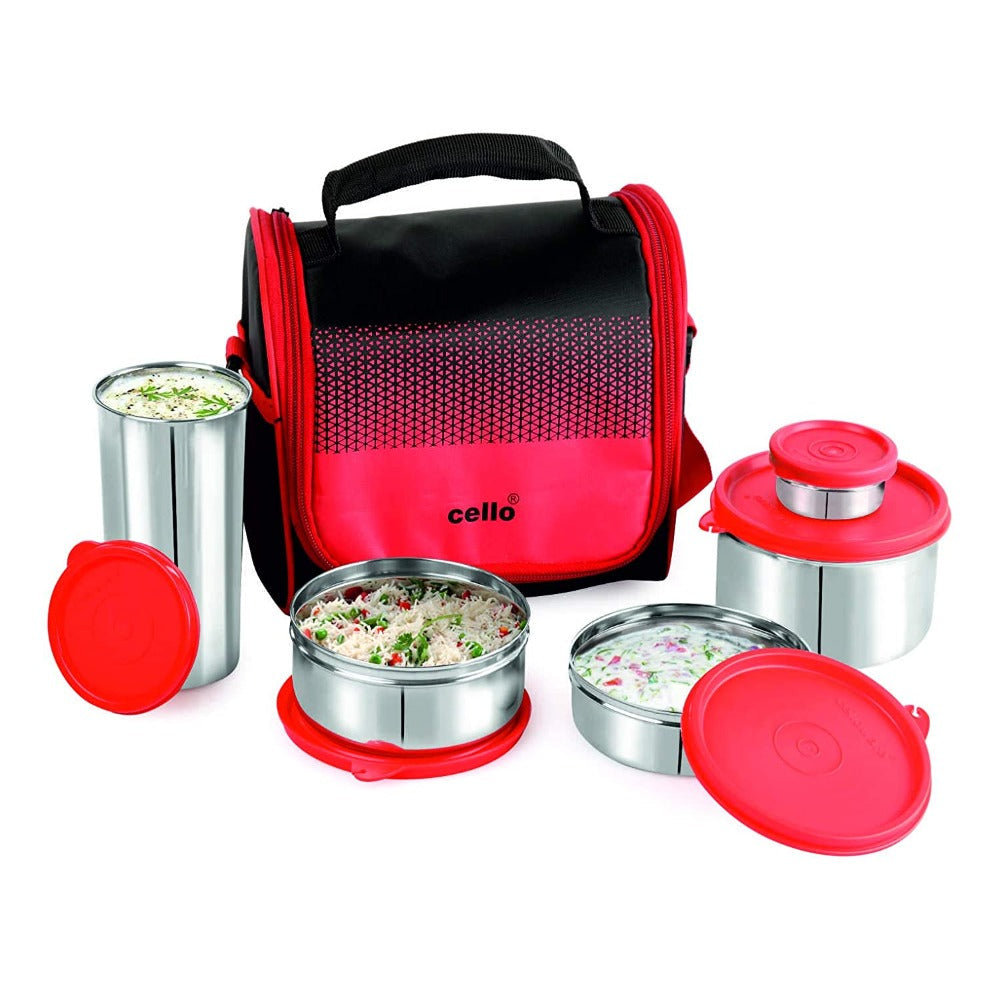 Cello Stainless Steel Matiz Max Fresh Lunch Box Combo | 5 Containers