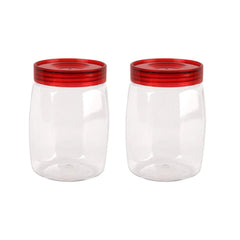 Cello Cookie Oval Plastic Storage Jar with Lid | Transparent | Set of 2 Pcs