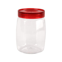 Cello Cookie Plastic Storage Jar with Red Lid | Transparent | 1 Pc