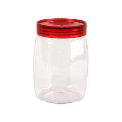 Cello Cookie Plastic Storage Jar with Red Lid | Transparent | 1 Pc