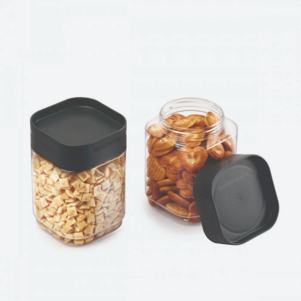 Cello Modustack Square Plastic Canister | Set of 2 Pcs