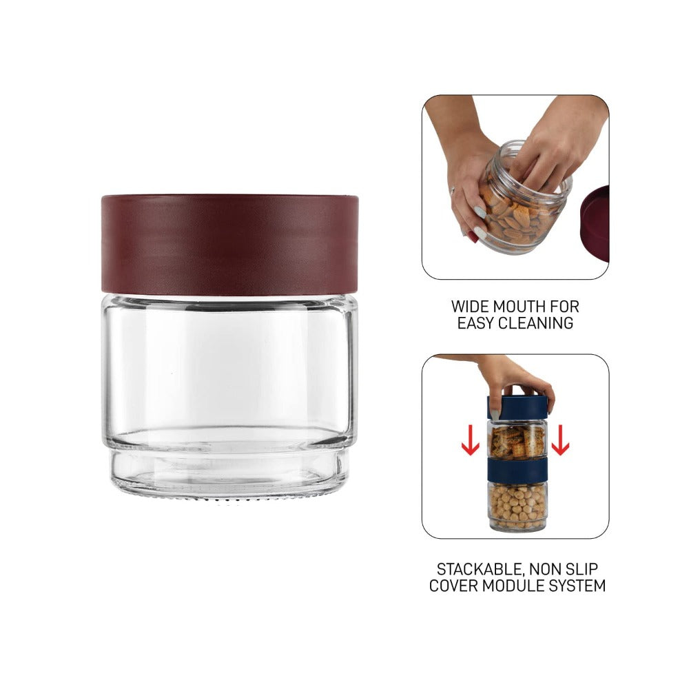 Cello Modustack 500 ML Storage Jars with Tray Gift Set | Set of 2 & Set of 3 Pcs