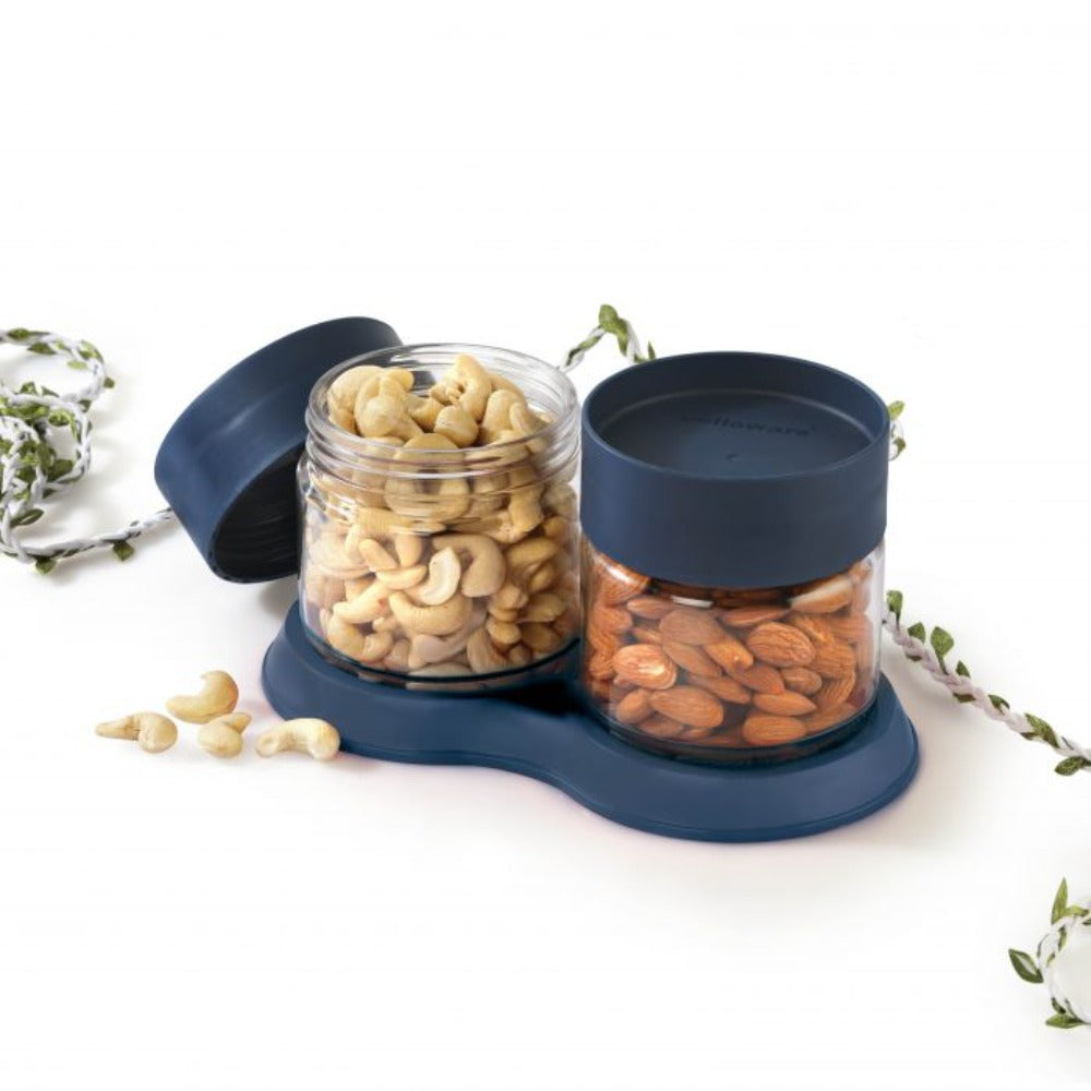 Cello Modustack 500 ML Storage Jars with Tray Gift Set | Set of 2 & Set of 3 Pcs
