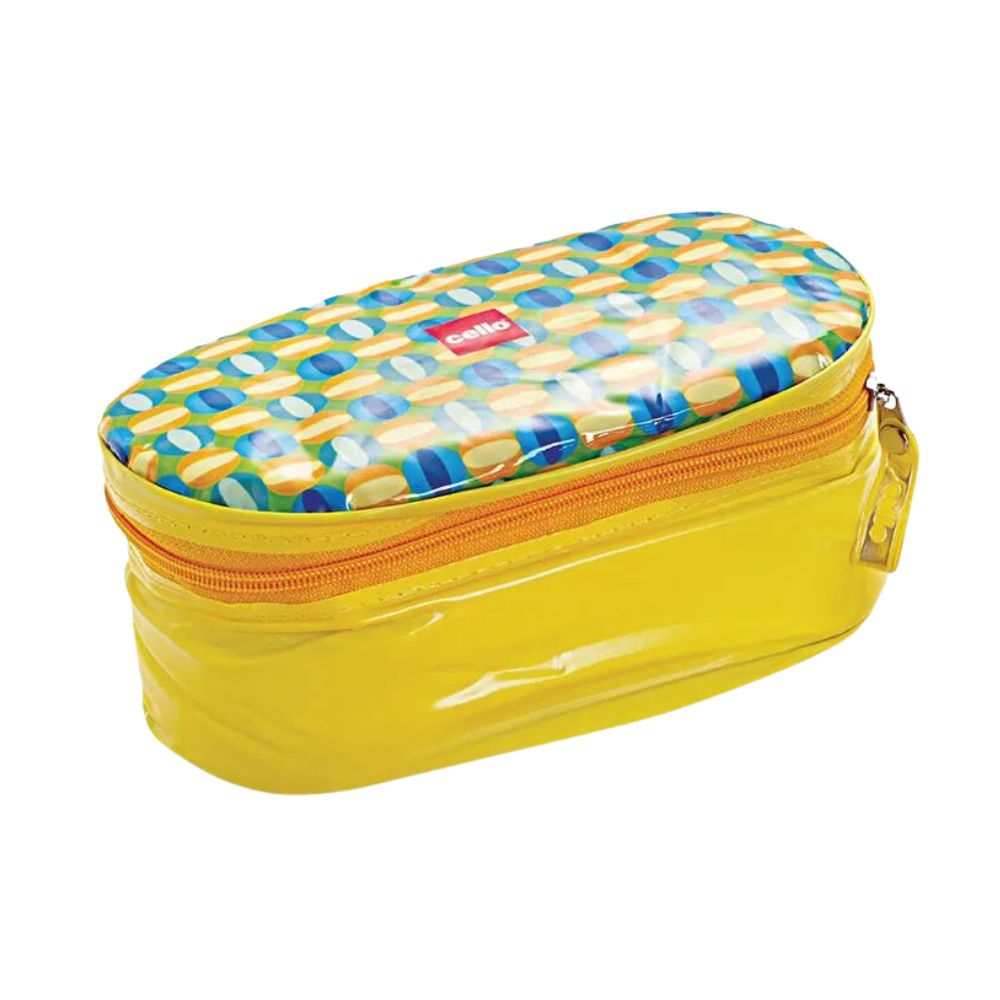 Cello Big Bite Lunch Box with Jacket | 2 Round Containers +1 Oval Container + 1 Spoon + 1 Fork | Set of 5 Pcs