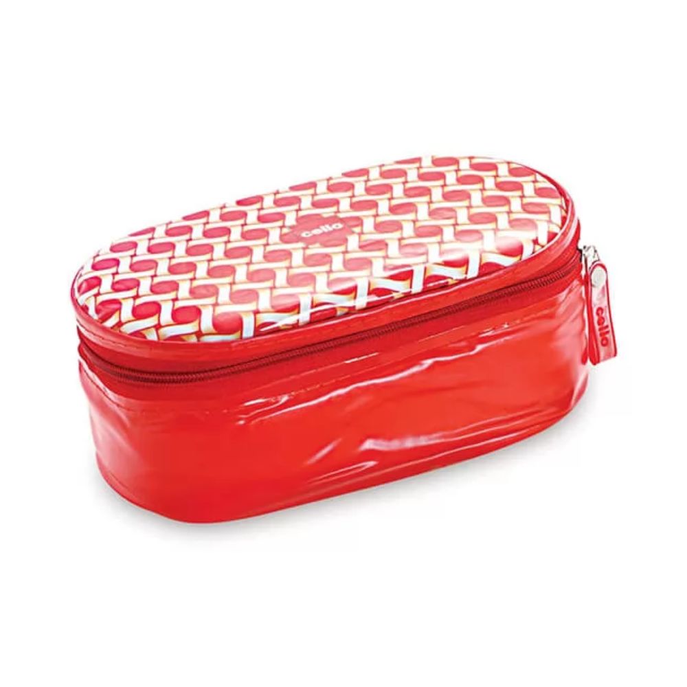 Cello Big Bite Lunch Box with Jacket | 2 Round Containers +1 Oval Container + 1 Spoon + 1 Fork | Set of 5 Pcs