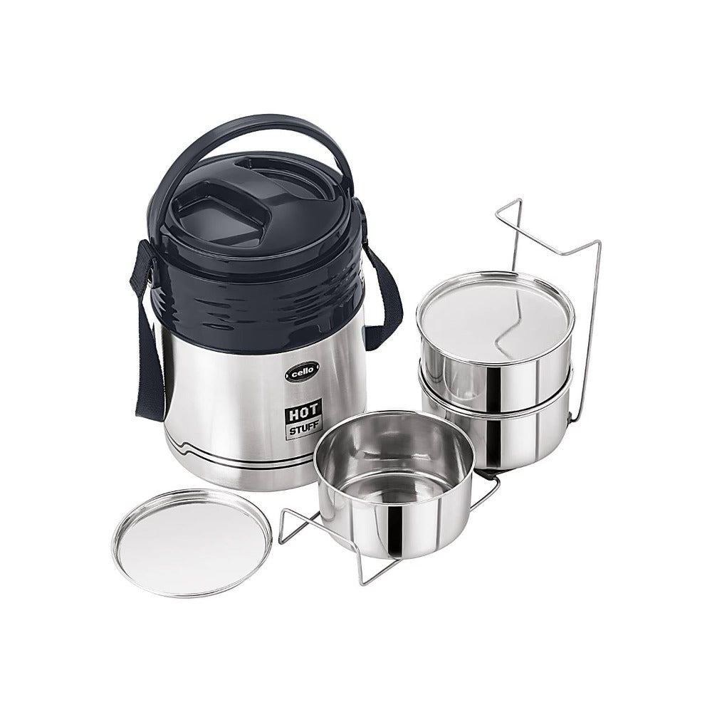 Cello Stainless Steel Hot Stuff Insulated Lunch Box | Silver