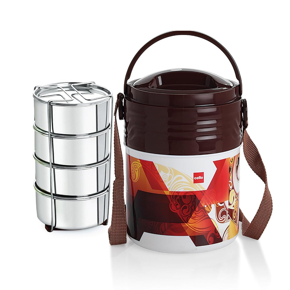 Cello Meal Kit Insulated Tiffin with Stainless Steel Containers