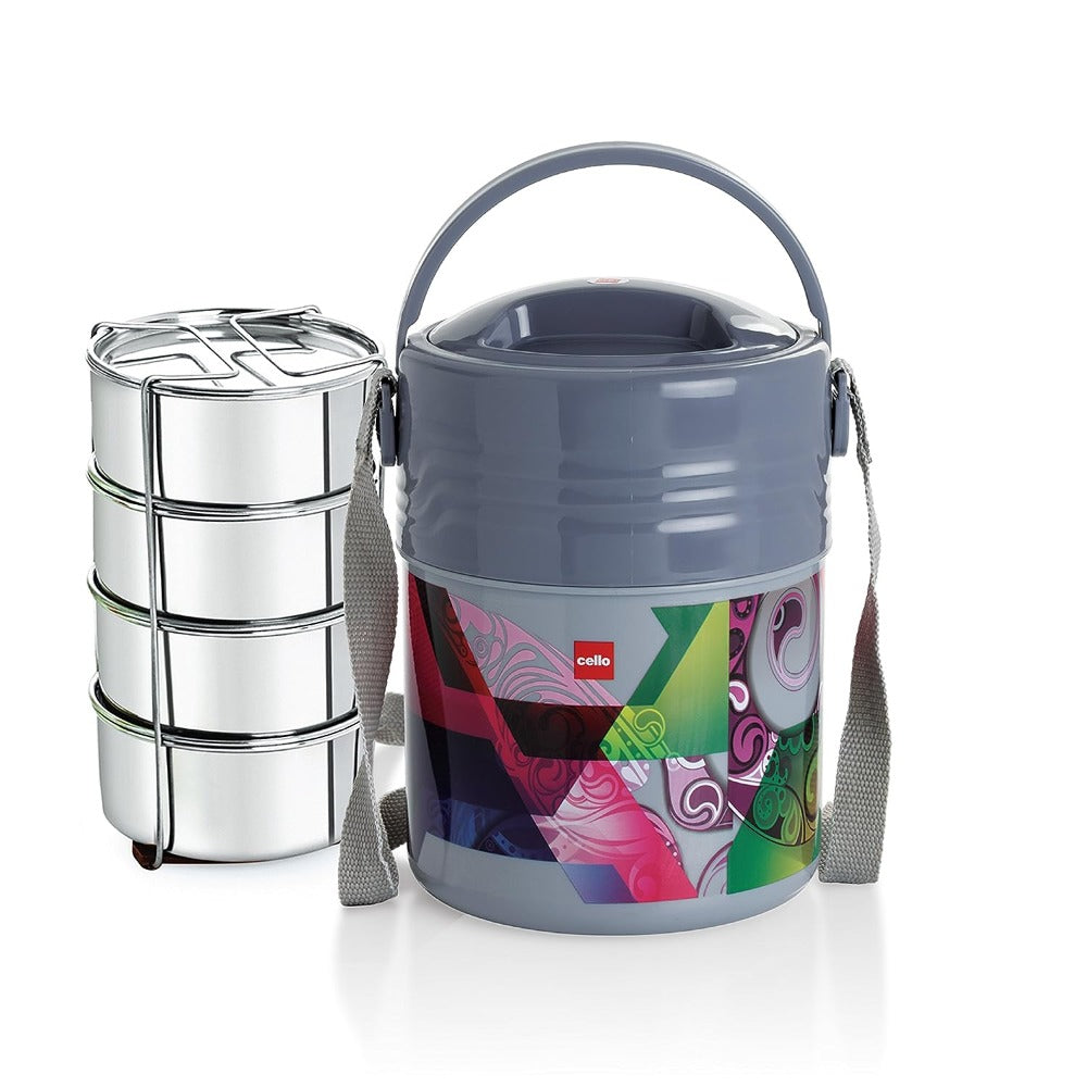 Cello Meal Kit Insulated Tiffin with Stainless Steel Containers