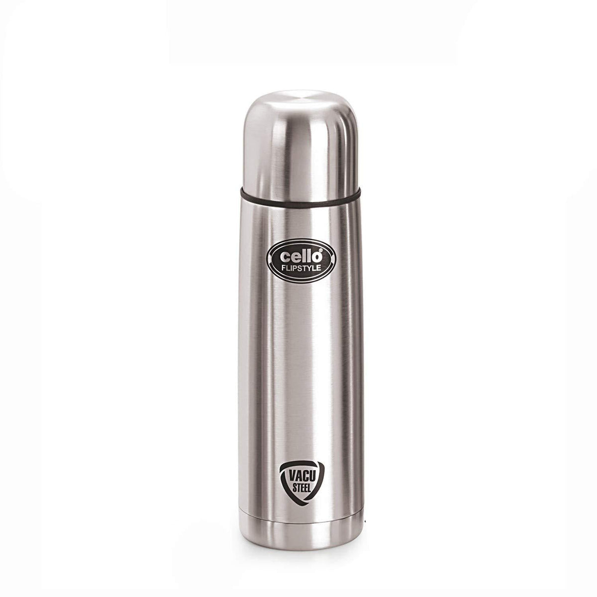 Cello Flip Style Stainless Steel Bottle with Thermal Jacket, Silver