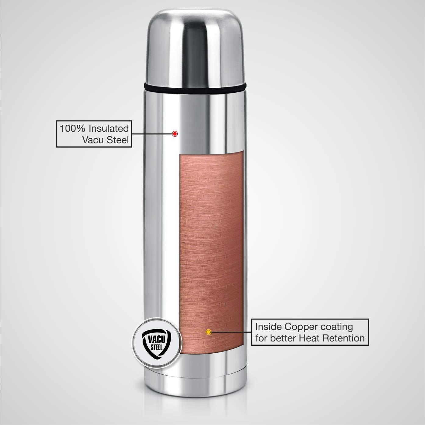 Cello Flip Style Stainless Steel Bottle with Thermal Jacket, Silver