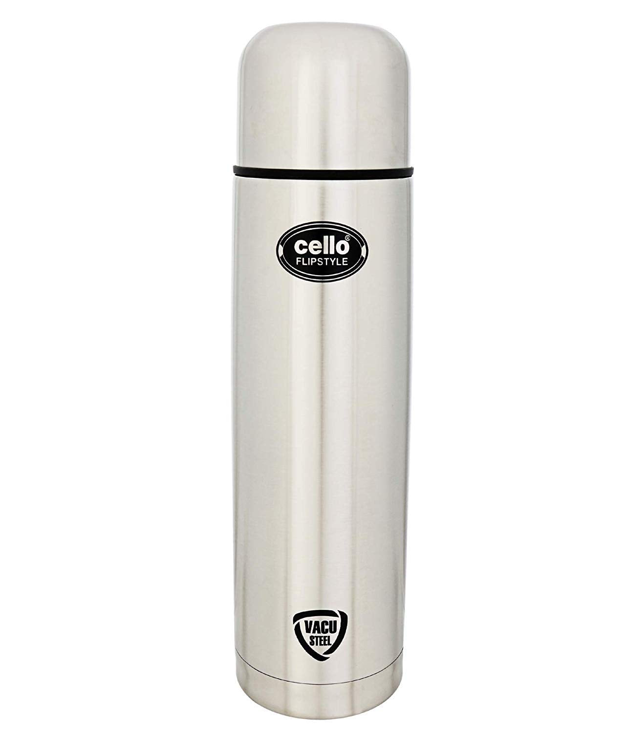 Cello Flip Style Stainless Steel Bottle with Thermal Jacket, Silver