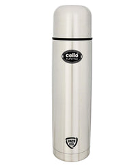 Cello Flip Style Stainless Steel Bottle with Thermal Jacket, Silver