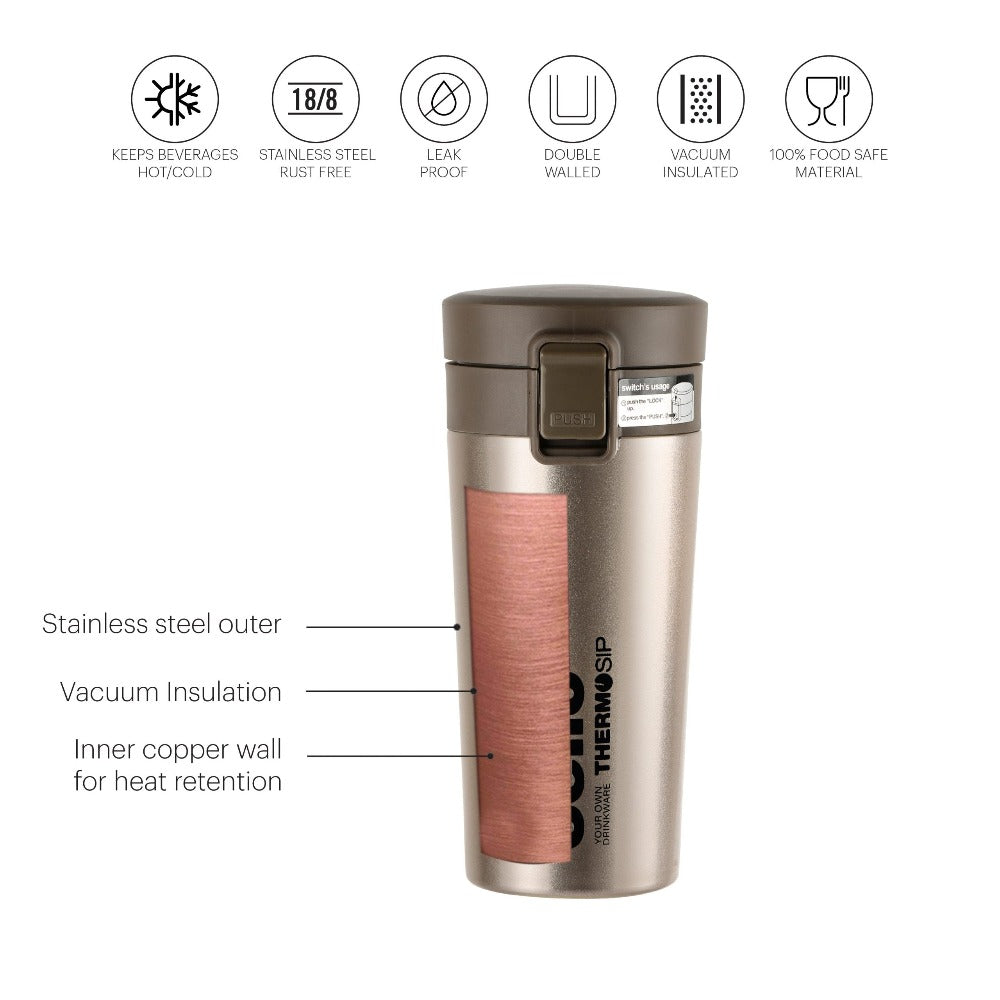 Cello Monty Vacuum Insulated Travel Mug | Hot and Cold | Flask for Travel | 1 Pc