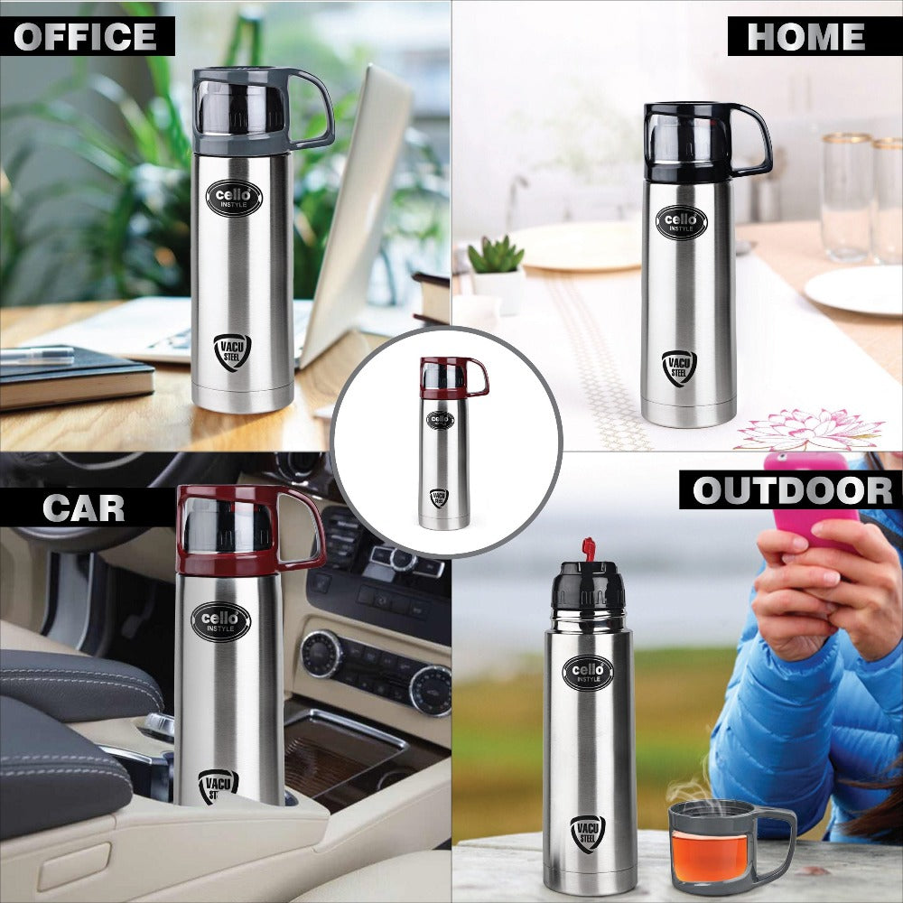 Cello Instyle Stainless Steel Vacusteel Flask | Silver | 1 Pc