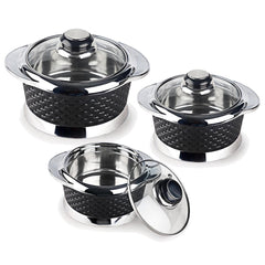 Cello Aristocrat Plastic Casserole | Set of 3 Pcs | Black