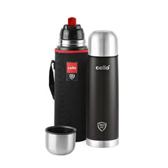 Cello Duro Flip Tuff Steel Water Bottle with Durable DTP Coating | 1 Pc