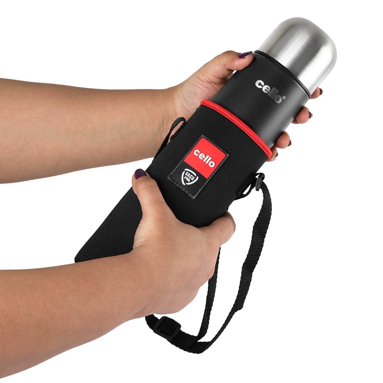 Cello Duro Flip Tuff Steel Water Bottle with Durable DTP Coating | 1 Pc