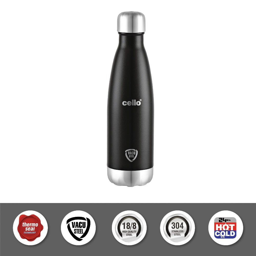 Cello Duro Swift Tuff Steel Water Bottle with Durable DTP Coating | 1 Pc