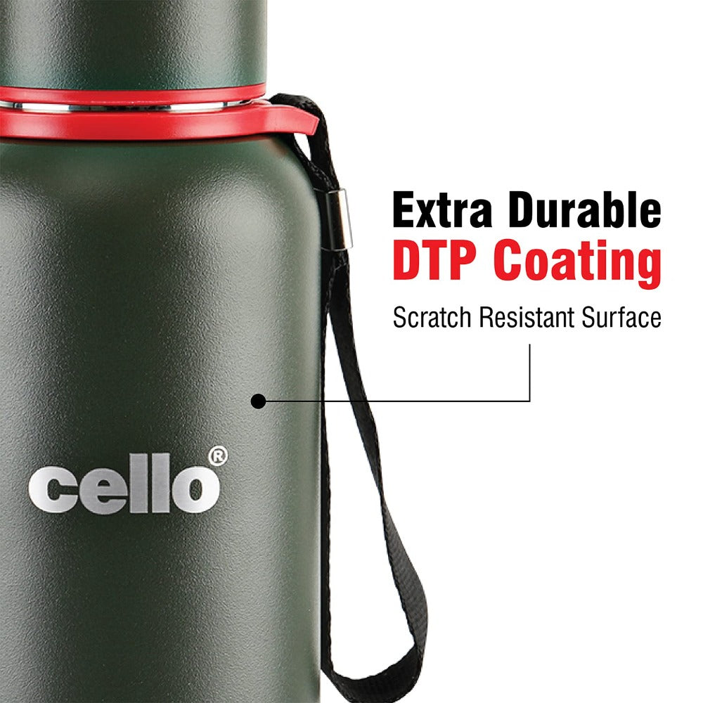 Cello Duro Kent Tuff Steel Water Bottle with Durable DTP Coating | 1 Pc